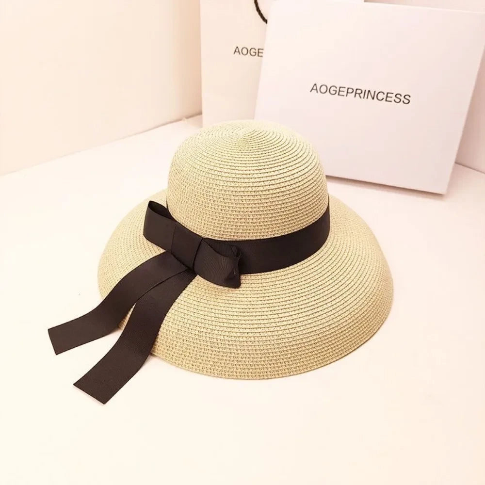 Retro Sun Hat Practical Soft Round Top Sun Hat Straw Beach Hat Women
