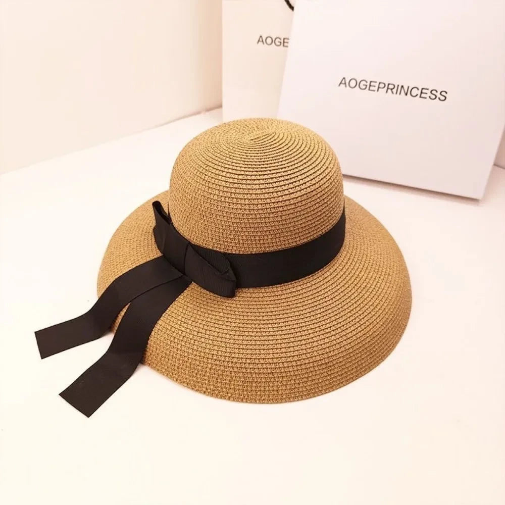 Retro Sun Hat Practical Soft Round Top Sun Hat Straw Beach Hat Women