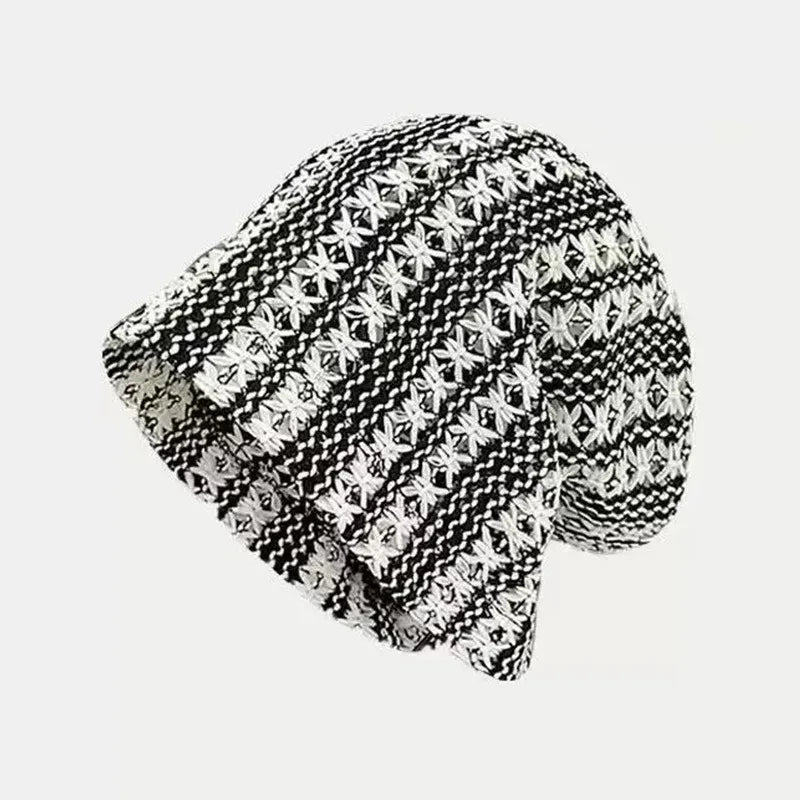 Mesh Hollow Crochet Sleeve Heap Hat Big Head Skull Beanie Cap for Women's