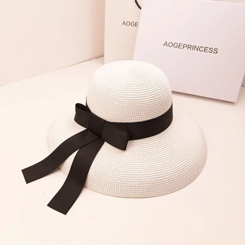 Retro Sun Hat Practical Soft Round Top Sun Hat Straw Beach Hat Women