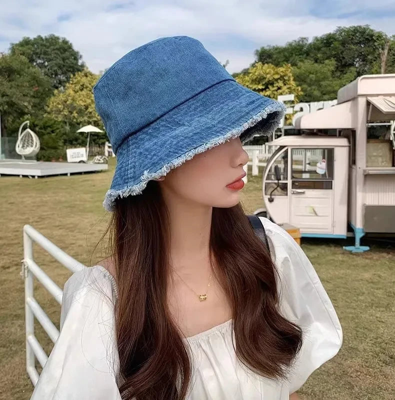 Pot Hat, Denim Hat, Women's Fisherman Hat, Sun Shading and Sun Protection Hat