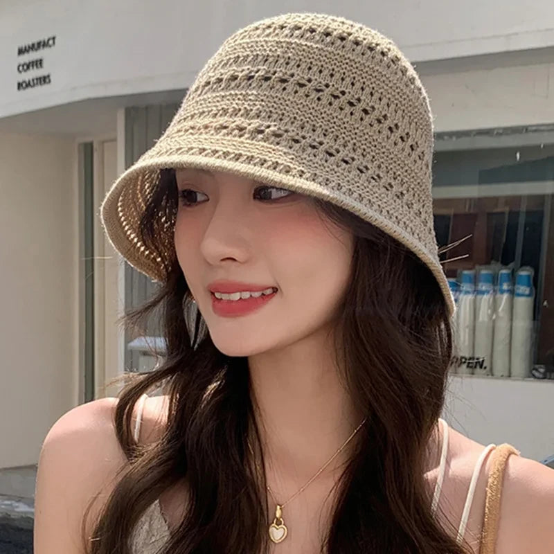 Beach Straw Hat Women Visor Bucket Hat Fisherman Hat Hand weaving Panama Fishing Chapeau Sun Hats tool Sunprotection