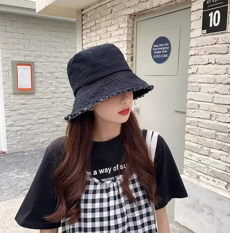 Pot Hat, Denim Hat, Women's Fisherman Hat, Sun Shading and Sun Protection Hat