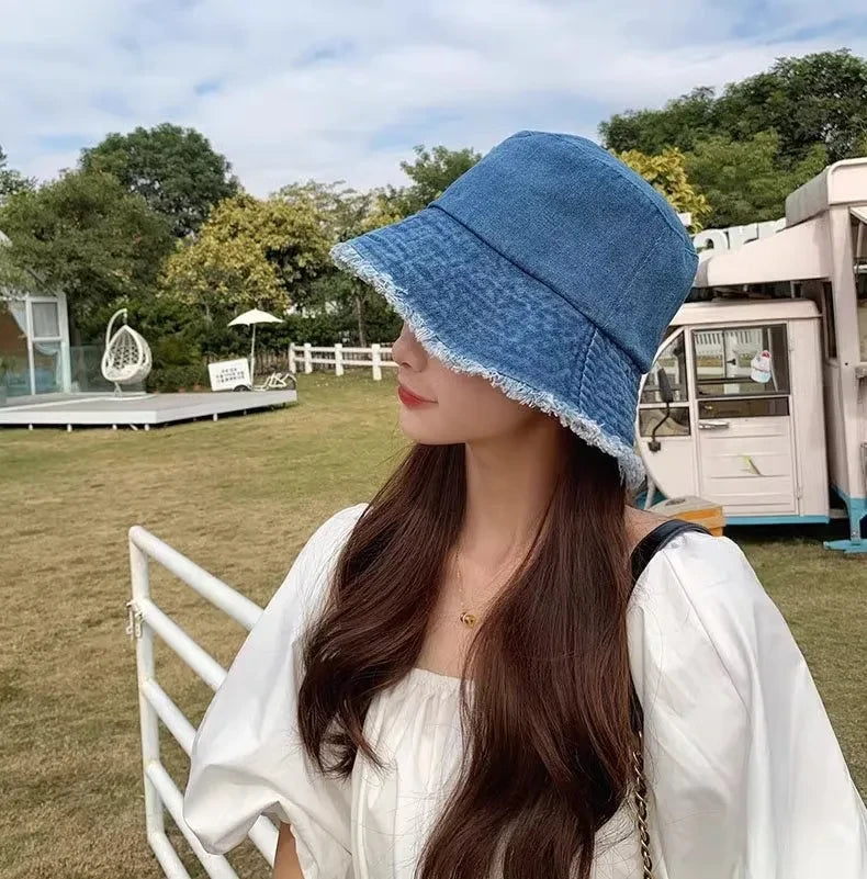 Pot Hat, Denim Hat, Women's Fisherman Hat, Sun Shading and Sun Protection Hat