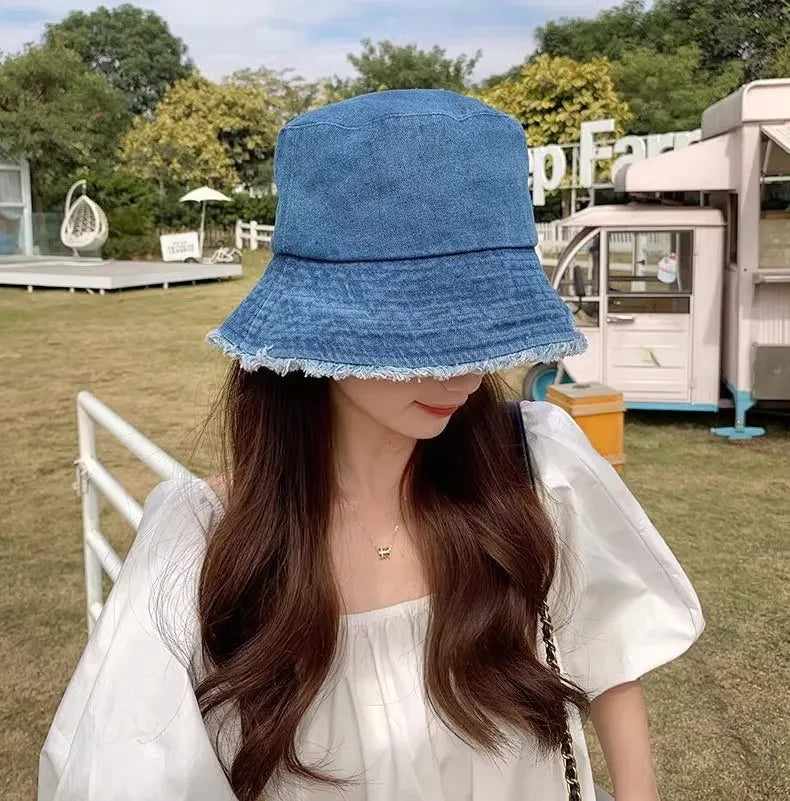 Pot Hat, Denim Hat, Women's Fisherman Hat, Sun Shading and Sun Protection Hat