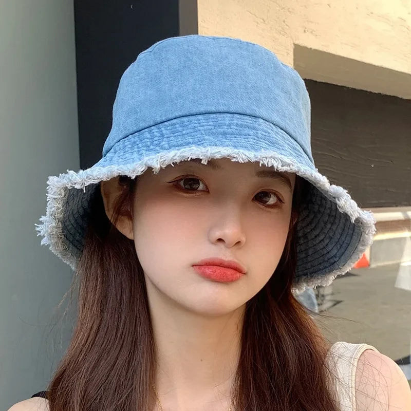Pot Hat, Denim Hat, Women's Fisherman Hat, Sun Shading and Sun Protection Hat