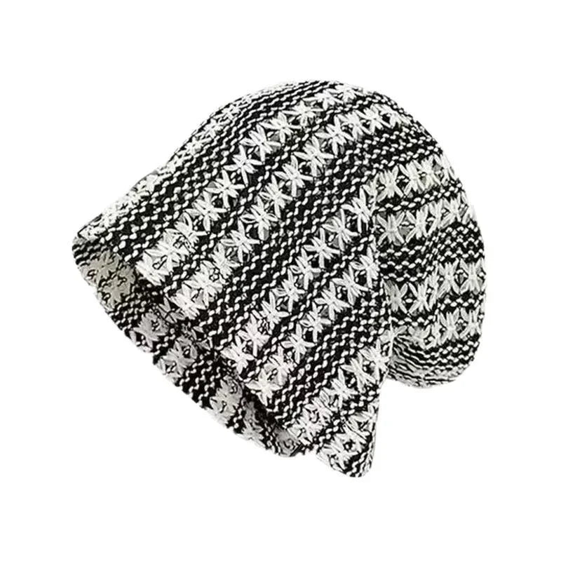 Mesh Hollow Crochet Sleeve Heap Hat Big Head Skull Beanie Cap for Women's