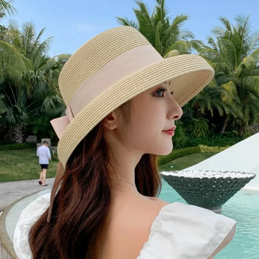 Retro Sun Hat Practical Soft Round Top Sun Hat Straw Beach Hat Women