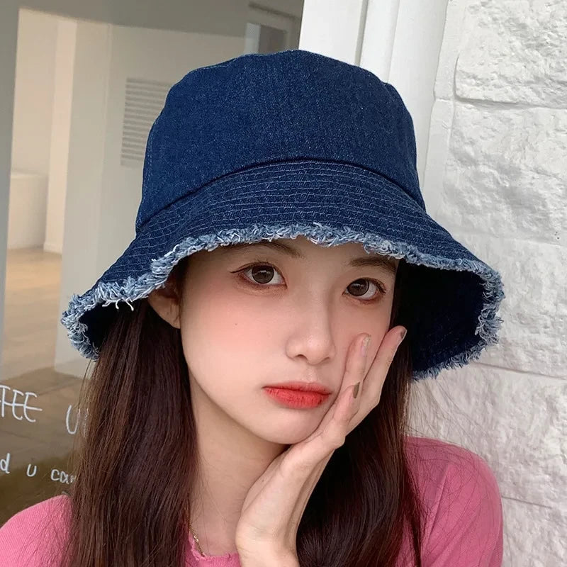 Pot Hat, Denim Hat, Women's Fisherman Hat, Sun Shading and Sun Protection Hat