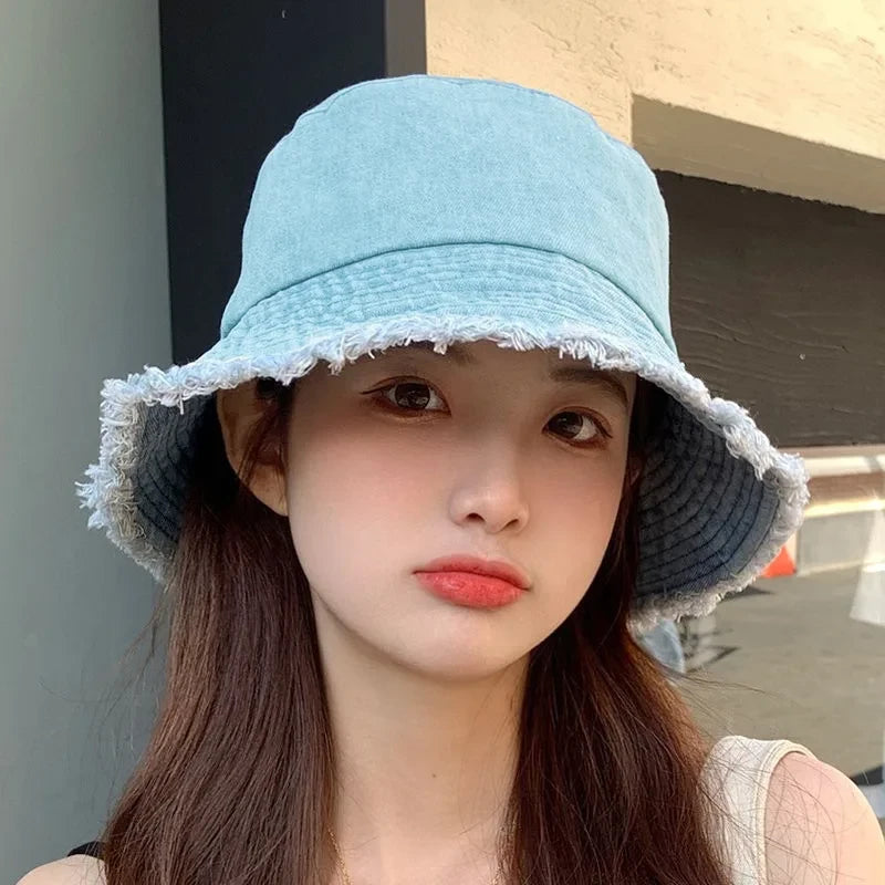 Pot Hat, Denim Hat, Women's Fisherman Hat, Sun Shading and Sun Protection Hat