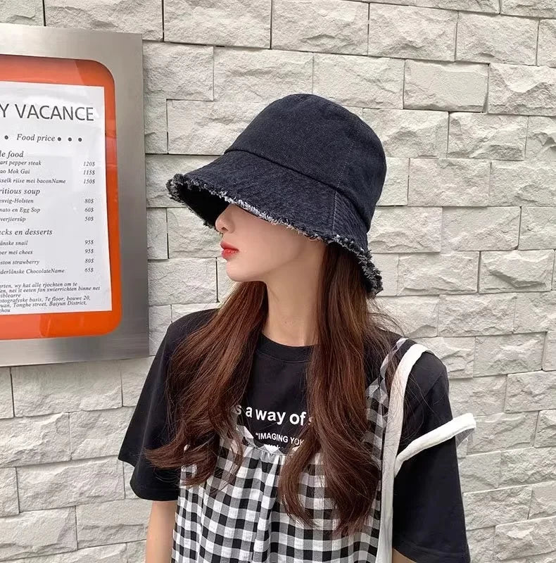 Pot Hat, Denim Hat, Women's Fisherman Hat, Sun Shading and Sun Protection Hat