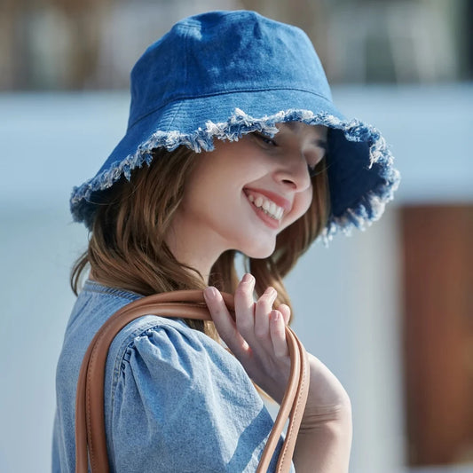 Pot Hat, Denim Hat, Women's Fisherman Hat, Sun Shading and Sun Protection Hat