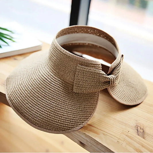 Women Visors Hat Foldable Sun Hat Wide Large Brim Beach Hats Straw Hat chapeau femme Beach UV Protection Cap